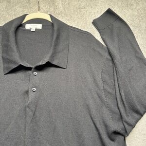 Men's Black Merino Wool Long Sleeve Polo Shirt Big & Tall 2XB Turnbury‎